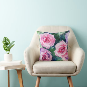 Schöne Wasserfarbe Rosa Rose Populäre Sammlung Kissen