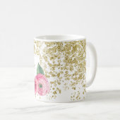 Schöne Wasserfarbe-Rosen mit der GoldGlitzer-Tasse Kaffeetasse (VorderseiteRechts)