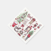 Schöne Wasserfarbe Rote Weihnachtselemente Serviette (Ecke)