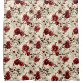 Schöne Wasserfarbe Rotes Rosa Blütendusche Vorhang (Vorderseite)