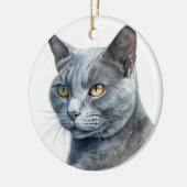 SCHÖNE WASSERFARBE RUSSISCHES BLUE CAT-GESICHT KERAMIK ORNAMENT (Links)