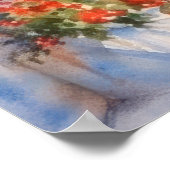 Schöne Wasserfarbe Santorini Griechenland Reisen Poster (Ecke)