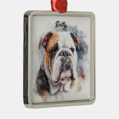 SCHÖNE WASSERFARBE SCHNEE BULLDOG HUNDE GESICHT ORNAMENT AUS METALL (Rechts)