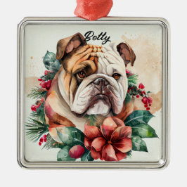 SCHÖNE WASSERFARBE SCHNEE BULLDOG HUNDE GESICHT ORNAMENT AUS METALL