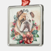 SCHÖNE WASSERFARBE SCHNEE BULLDOG HUNDE GESICHT ORNAMENT AUS METALL (Links)