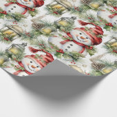 Schöne Wasserfarbe Schneemann Weihnachten Geschenkpapier (Ecke)