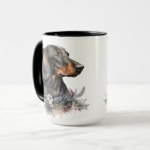 SCHÖNE WASSERFARBE SCHWARZ UND DACKEL HUND TASSE (Vorderseite Links)