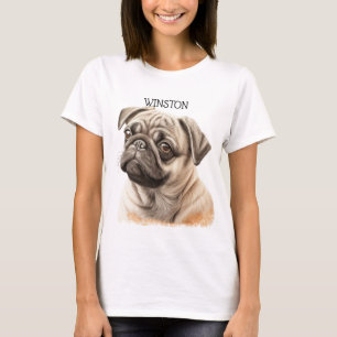 SCHÖNE WASSERFARBE SCHWARZ UND MOPS HUNDE T-Shirt