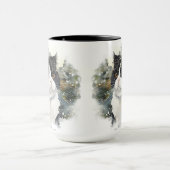 SCHÖNE WASSERFARBE SCHWARZ-WEISS TUXEDO CAT TASSE (Zentrum)