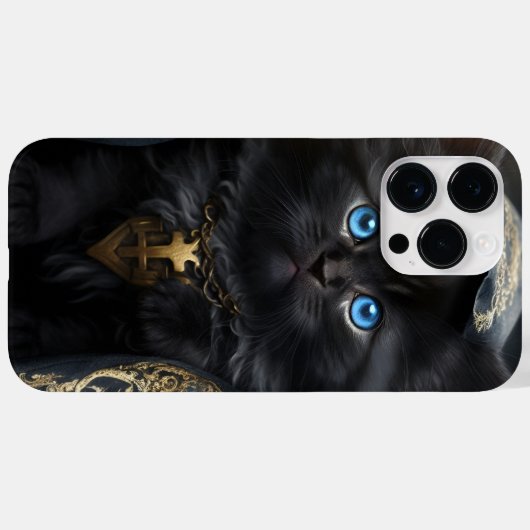 SCHÖNE WASSERFARBE SCHWARZE KATZE MIT GOLDSCHEIBE Case-Mate iPhone HÜLLE (Rückseite (Horizontal))