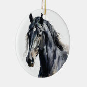 SCHÖNE WASSERFARBE SCHWARZE PFERDE KERAMIK ORNAMENT (Rechts)