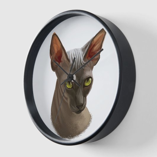 SCHÖNE WASSERFARBE SPHYNX KATZE UHR (Winkel)