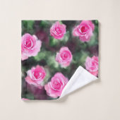 Schöne Wasserfarbe Trendy Pink Roses Collection Badhandtuch Set (Waschlappen)