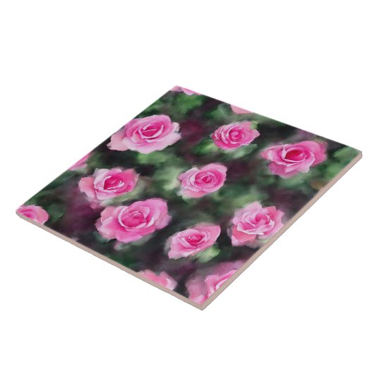 Schöne Wasserfarbe Trendy Pink Roses Collection Fliese (Seite)