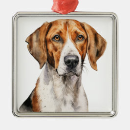 SCHÖNE WASSERFARBE TRI FARBE FOXHOUND HUND ORNAMENT AUS METALL