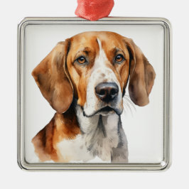SCHÖNE WASSERFARBE TRI FARBE FOXHOUND HUND ORNAMENT AUS METALL