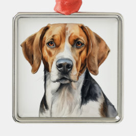 SCHÖNE WASSERFARBE TRI FARBE FOXHOUND HUND ORNAMENT AUS METALL