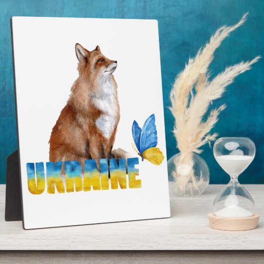 Schöne Wasserfarbe Ukraine Fox und Schmetterling Fotoplatte (Seite)
