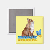 Schöne Wasserfarbe Ukraine Fox und Schmetterling Magnet (Vorderseite/Rückseite)