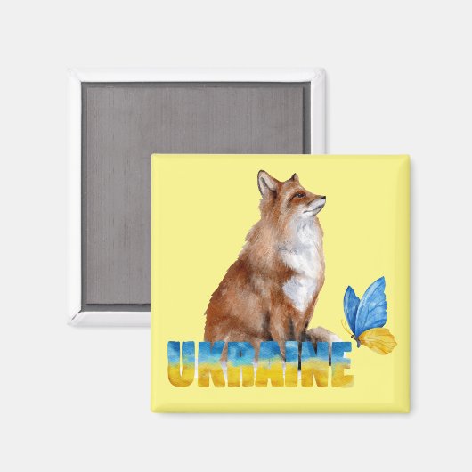 Schöne Wasserfarbe Ukraine Fox und Schmetterling Magnet (Vorderseite/Rückseite)