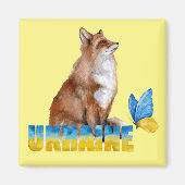 Schöne Wasserfarbe Ukraine Fox und Schmetterling Magnet (Vorne)