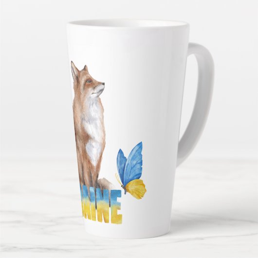 Schöne Wasserfarbe Ukraine Fox und Schmetterling Milchtasse (Rechte Ecke)