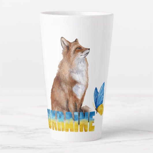 Schöne Wasserfarbe Ukraine Fox und Schmetterling Milchtasse (Vorderseite)