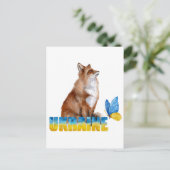 Schöne Wasserfarbe Ukraine Fox und Schmetterling Postkarte (Stehend Vorderseite)