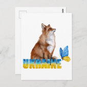 Schöne Wasserfarbe Ukraine Fox und Schmetterling Postkarte (Vorne/Hinten)