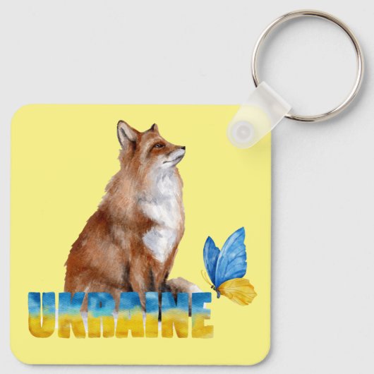 Schöne Wasserfarbe Ukraine Fox und Schmetterling Schlüsselanhänger (Rückseite)
