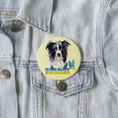Schöne Wasserfarbe Ukraine Hund und Schmetterling Button (Beispiel)