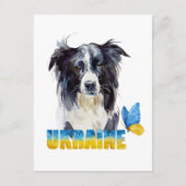 Schöne Wasserfarbe Ukraine Hund und Schmetterling Postkarte (Vorderseite)