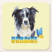 Schöne Wasserfarbe Ukraine Hund und Schmetterling Rechteckiger Pappuntersetzer (Vorderseite)