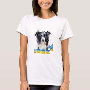 Schöne Wasserfarbe Ukraine Hund und Schmetterling T-Shirt