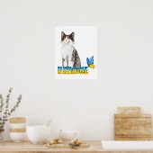Schöne Wasserfarbe Ukraine Katze und Schmetterling Poster (Küche)