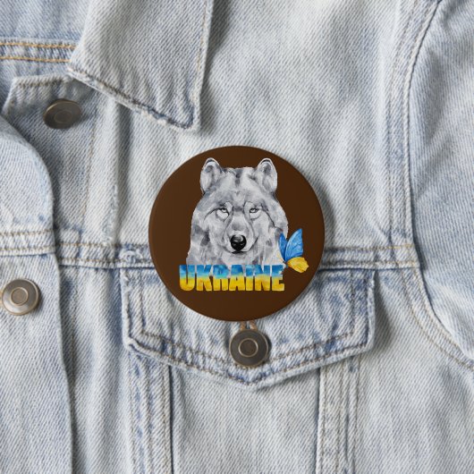 Schöne Wasserfarbe Ukraine Wolf und Schmetterling Button (Beispiel)