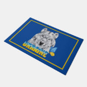 Schöne Wasserfarbe Ukraine Wolf und Schmetterling Fußmatte (Schrägansicht)