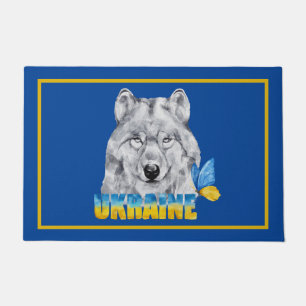 Schöne Wasserfarbe Ukraine Wolf und Schmetterling Fußmatte