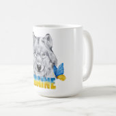 Schöne Wasserfarbe Ukraine Wolf und Schmetterling Kaffeetasse (VorderseiteRechts)