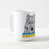 Schöne Wasserfarbe Ukraine Wolf und Schmetterling Kaffeetasse (Vorderseite Links)