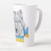 Schöne Wasserfarbe Ukraine Wolf und Schmetterling Milchtasse (Rechte Ecke)