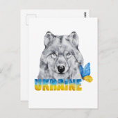 Schöne Wasserfarbe Ukraine Wolf und Schmetterling Postkarte (Vorne/Hinten)
