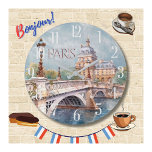 Schöne Wasserfarbe von Paris Große Wanduhr<br><div class="desc">Diese schöne Wanduhr verkörpert eine der vielen magischen Visionen, die wir von Paris haben - die mystische Seine und die Geschichte von Paris. Genießen Sie die spezielle Uhr für sich selbst oder als Geschenk. Wenn Sie Fragen haben, schicken Sie uns einfach einen Chat oder eine E-Mail an charmdesignstudio@rcn.com und wir...</div>