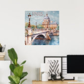 Schöne Wasserfarbe von Paris Reisen Poster (Heimbüro)