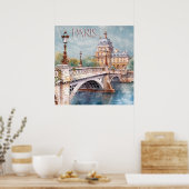 Schöne Wasserfarbe von Paris Reisen Poster (Küche)