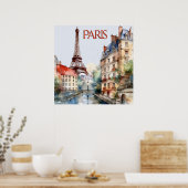 Schöne Wasserfarbe von Paris Reisen Poster (Küche)