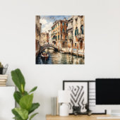 Schöne Wasserfarbe von Venedig Poster (Heimbüro)