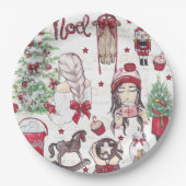 Schöne Wasserfarbe Weihnachten Rot Pappteller (Vorderseite)