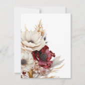 Schöne Wasserfarbe Weiße Rosen Burgundy Poppies Save The Date (Rückseite)