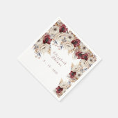 Schöne Wasserfarbe Weiße Rosen Burgundy Poppies Serviette (Ecke)